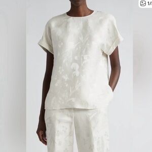 Lafayette 148 Floral Jacquard Linen blouse
